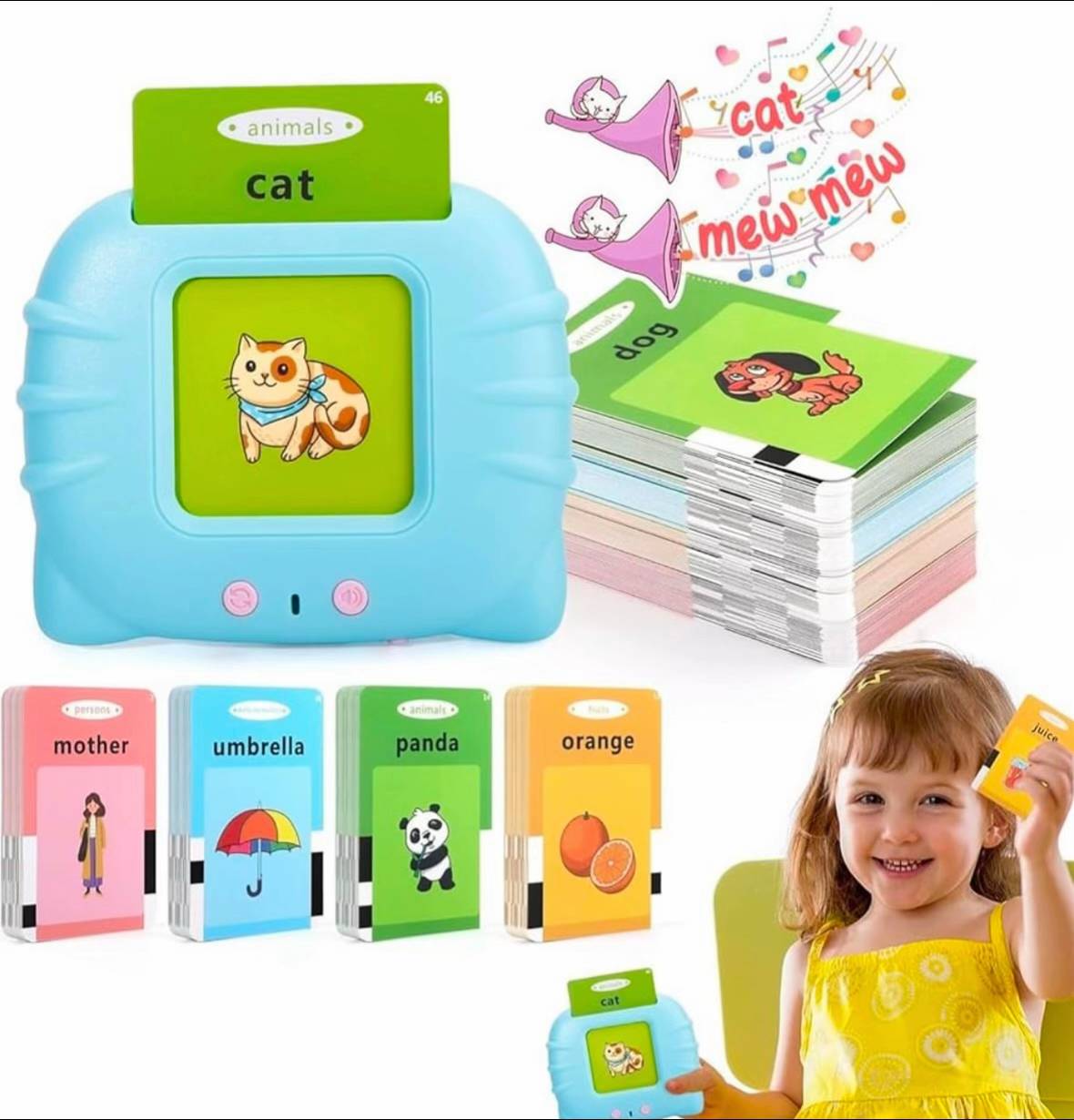 Flash card learning toy